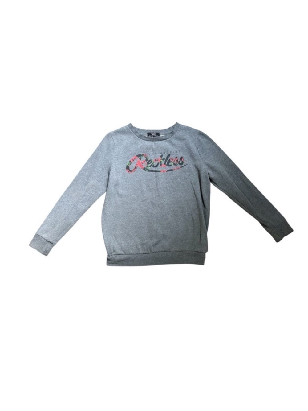Young and reckless grey pullover sweatshirt with rose reckless logo